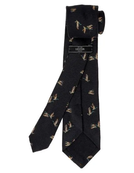 Corbata lana pajaros Azul oscuro