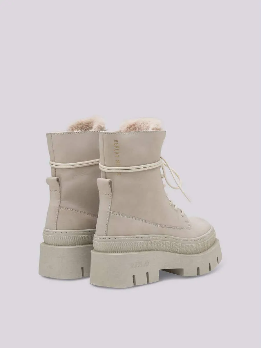 Botines con cordones de piel Nathalie Fur