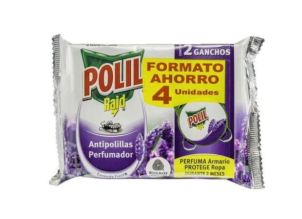 Antipolillas gancho Polil Raid pack 4 lavanda