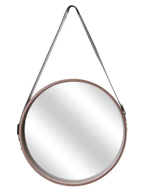 Espejo de pared redondo estilo barbero con asa