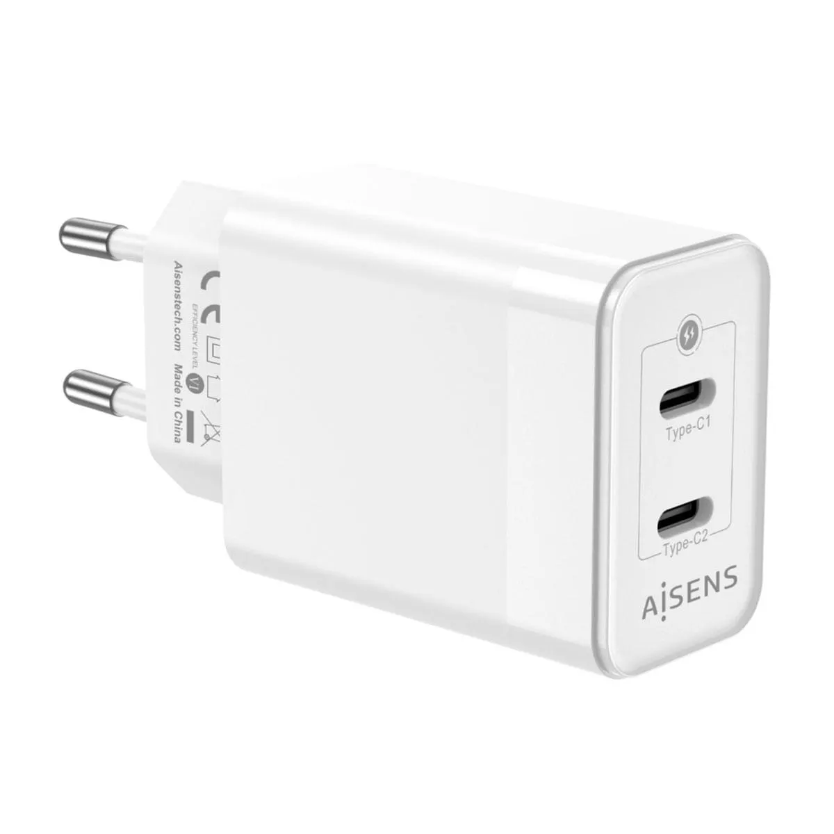Cargador de pared Aisens ASCH-45W2P005-W 45W 2 USB-C tecnología GaN blanco