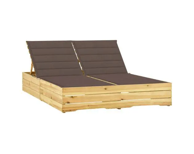 vidaXL tumbona doble y cojines gris taupé madera pino impregnada