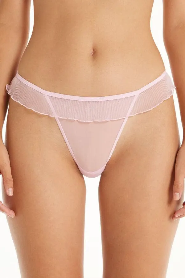 Tanga con Tira Lateral Fina Romantic Plissé