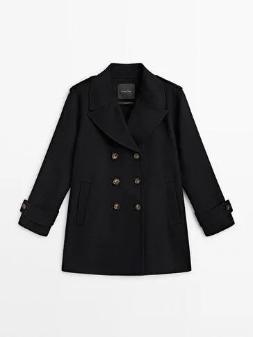 Abrigo chaquetón negro mezcla lana