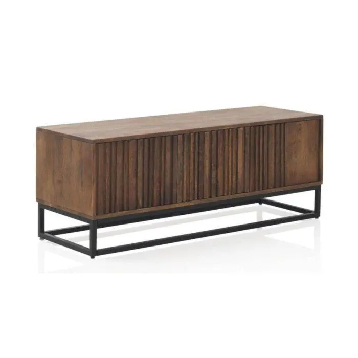 Mueble de 3 Puertas Laminadas de Madera Maciza de Mango con Base de Metal en Acabado Natural GABAR 10815