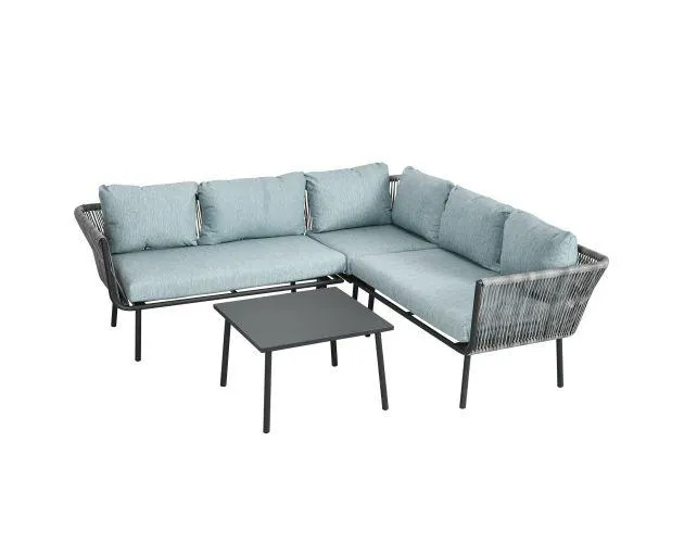 Muebles de ratán ratán pe, poliéster, espuma, aluminio color gris