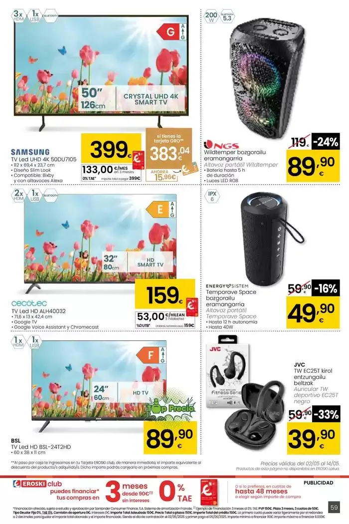 Catálogo de AUKERA OFERTA HIPERMERKATUAK EROSKI 2 de mayo al 13 de mayo 2025 - Página 59