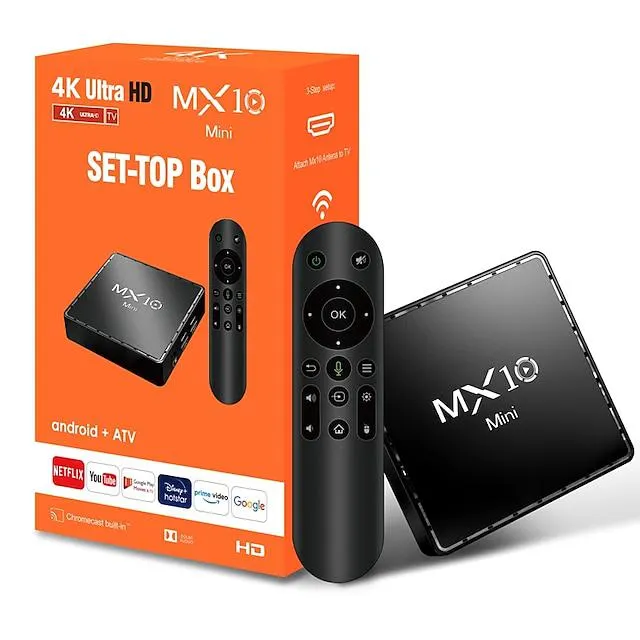 Android 10.0 Caja de TV MX10 MINI Bluetooth 4.0 4K 4K Cortex-A53 2GB 16GB