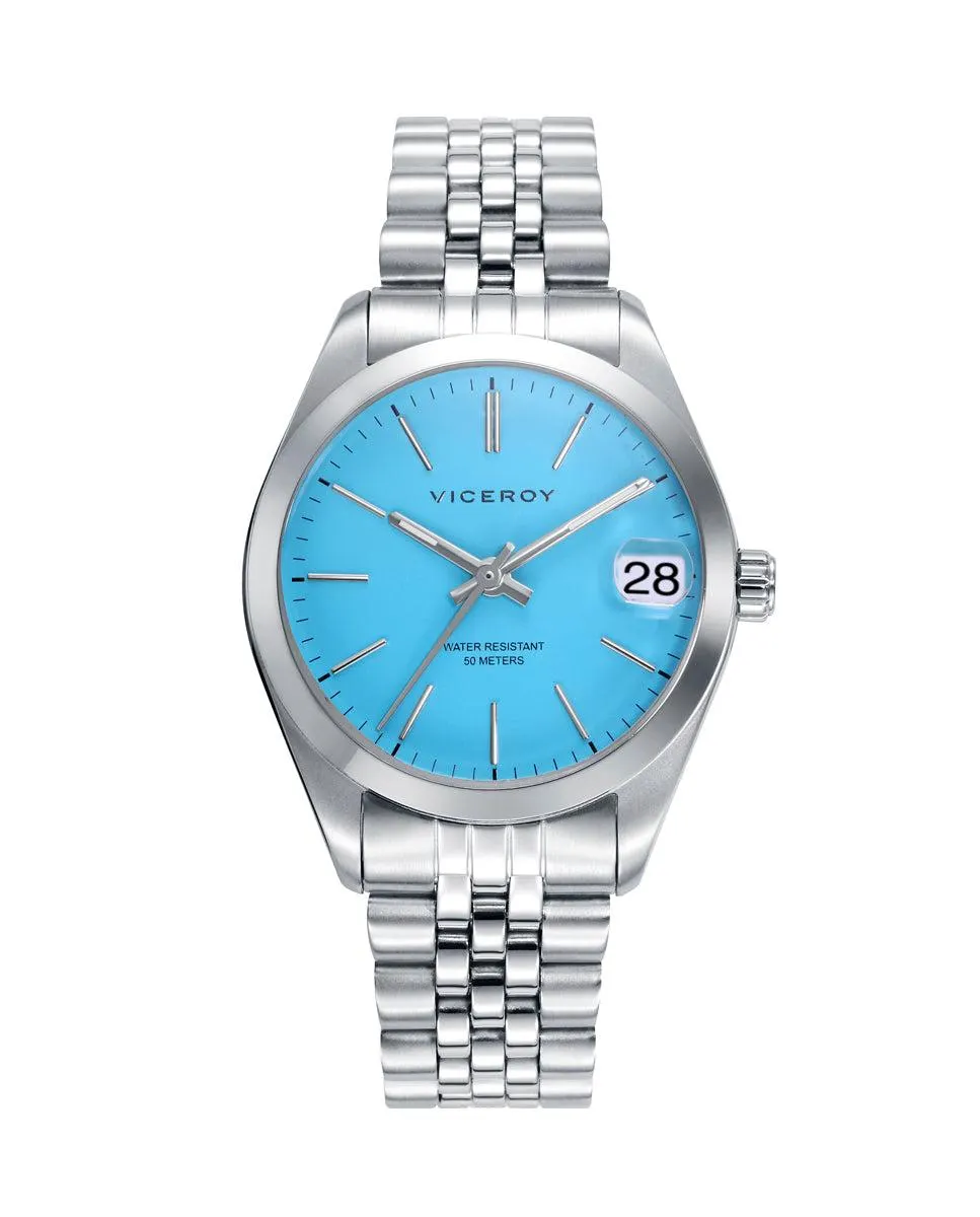 Reloj de mujer Chic de acero con esfera azul
