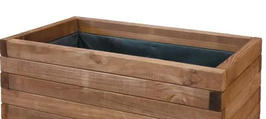 Jardinera rectangular de madera tratada con autoclave 3 y tintada de color marrón