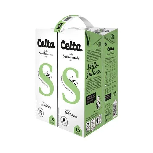 CELTA Leche semidesnatada de vaca con bienestar animal garantizado 4 x 1.5 l.