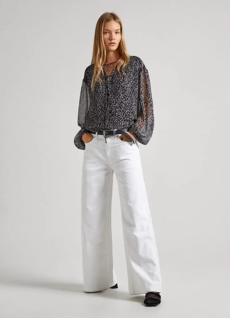 BLUSA ESCOTE V ANIMAL PRINT