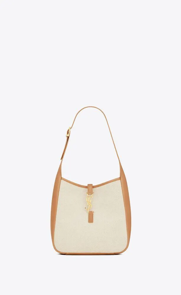 le 5 à 7 pequeño y flexible de lona y piel lisa