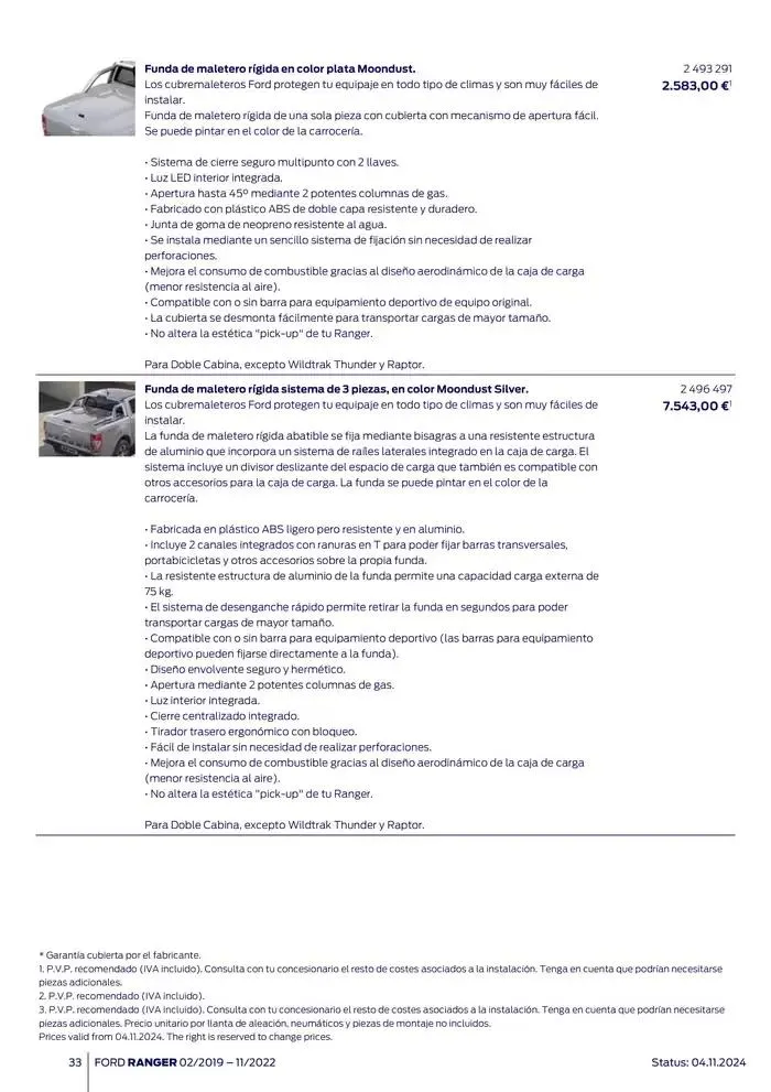 Catálogo de Ford de accesorios Ford Ranger 13 de noviembre al 13 de noviembre 2025 - Página 33