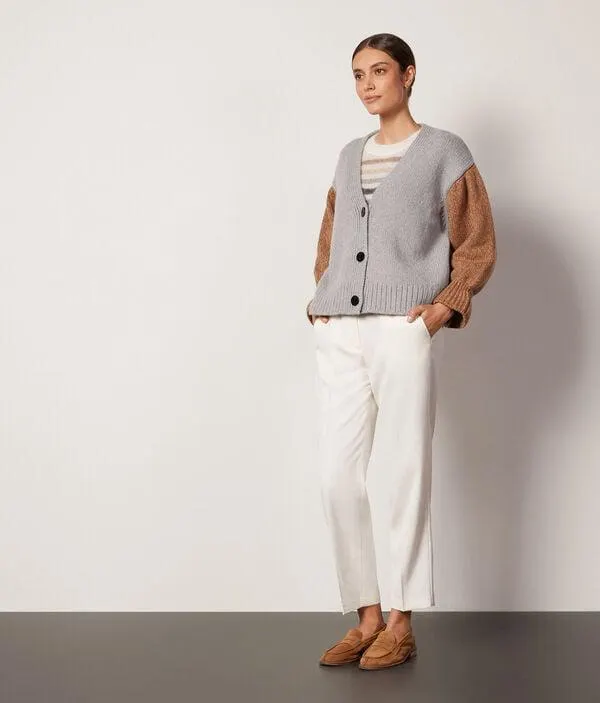 Cardigan botones de lana bicolor