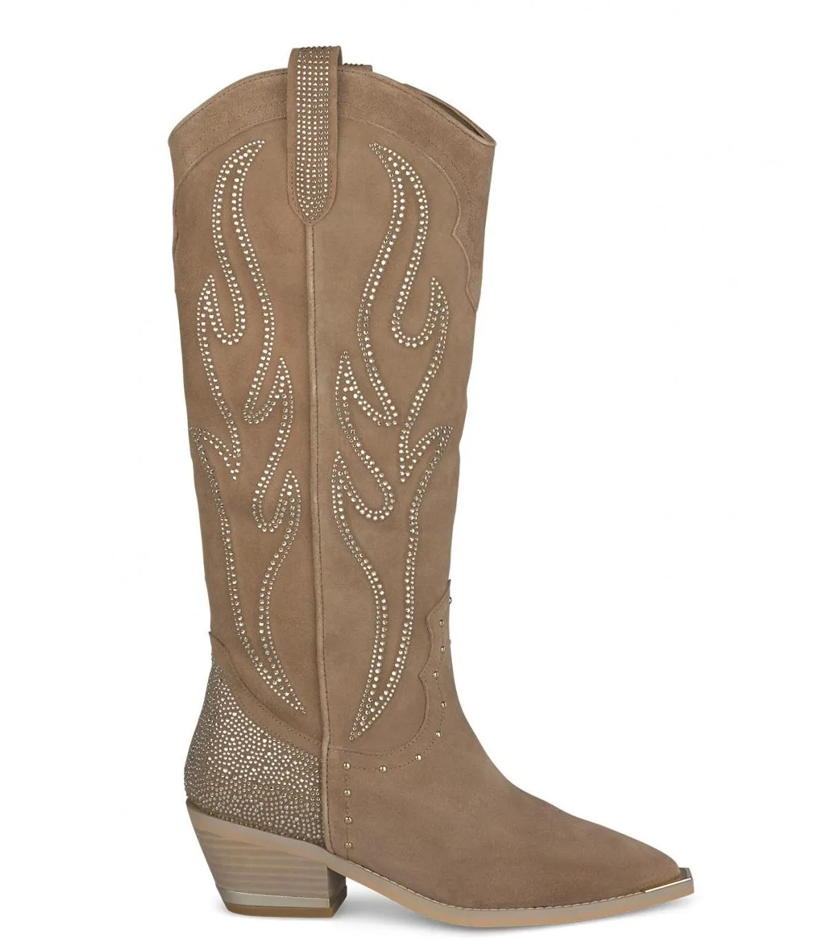 Botas de Mujer cowboy en Piel detalles de pedrería