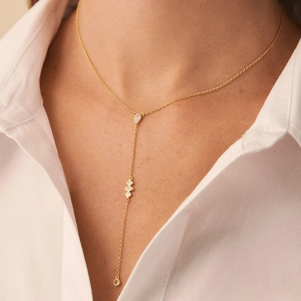 Collar midi PIRAMIDE - Cristal / Dorado