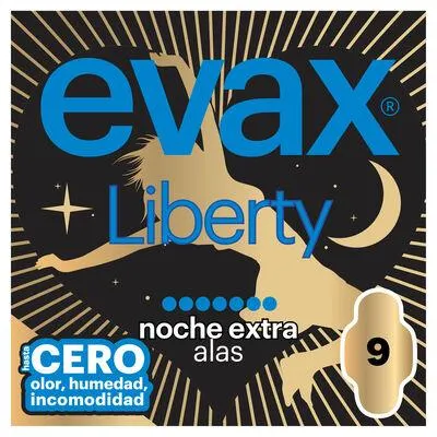 Compresas Evax Liberty 9 unidades alas noche extra