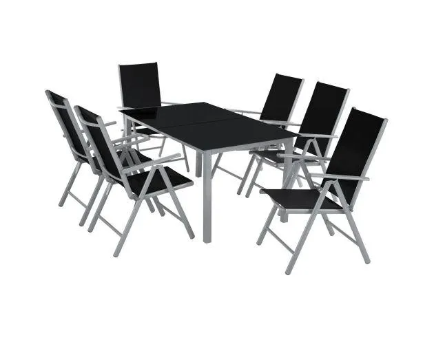 Conjunto de sillas de aluminio 6+1, plata