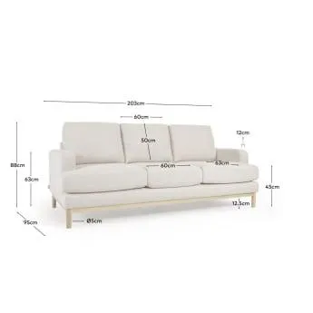Sofá Mihaela 3 plazas de micro bouclé blanco 203 cm FSC Mix Credit