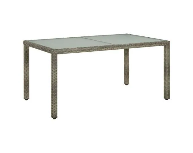 vidaXL mesa de jardín vidrio templado ratán sintético gris 150x90x75cm