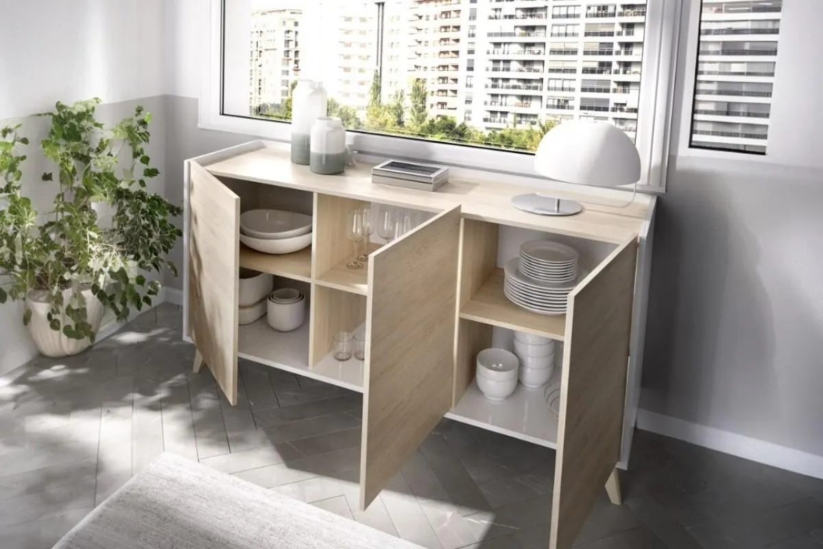 Aparador NESS 3 Puertas Roble y Blanco