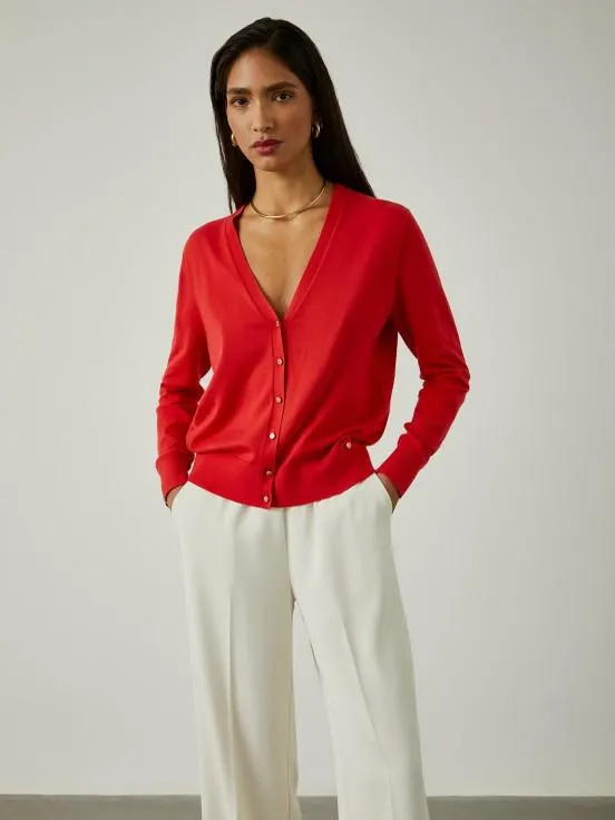 Cárdigan clásico con botones a contraste