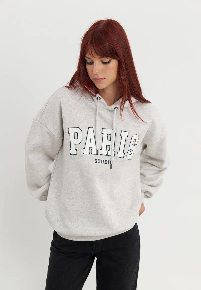 Jersey con capucha - mottled light grey