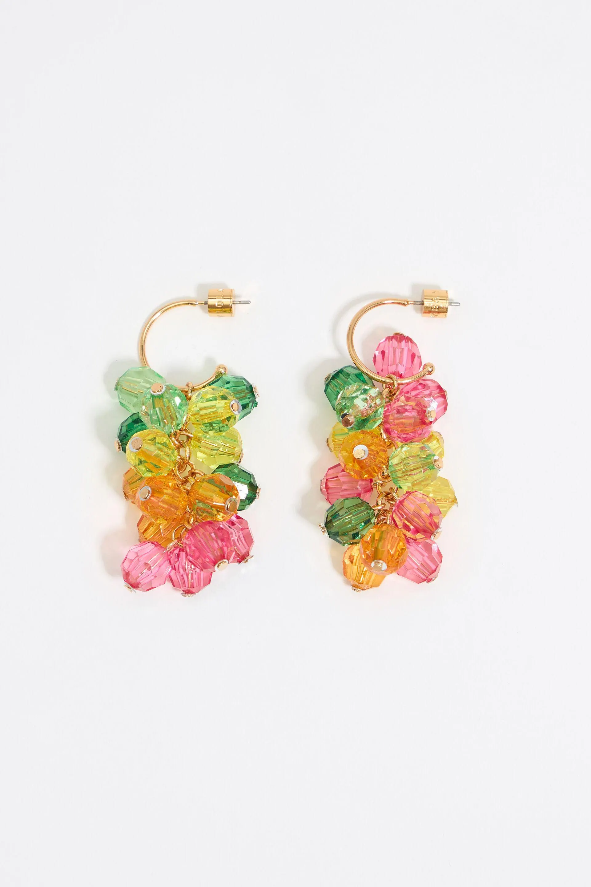 Pendientes aro abalorios multicolores