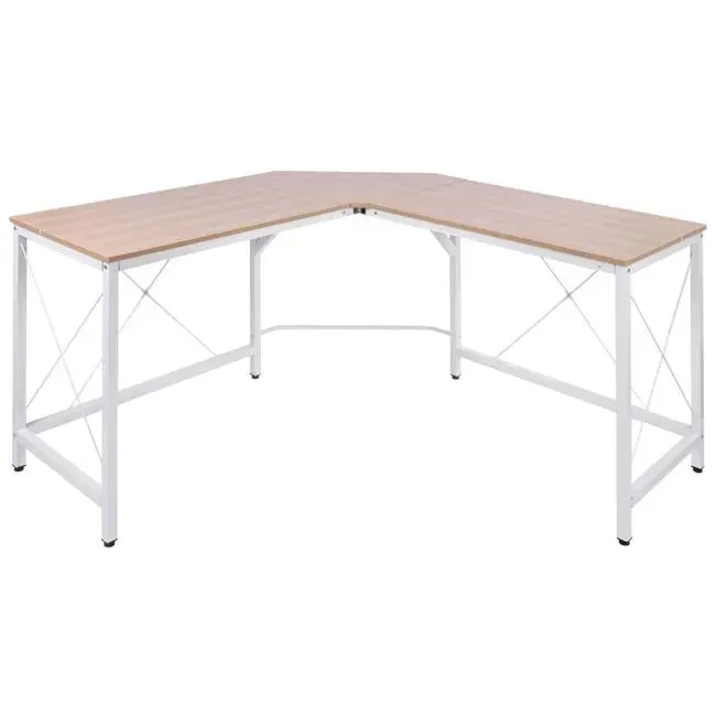 Mesa de Ordenador HOMCOM MDF y Metal Roble 150x150x76cm 836-122AK