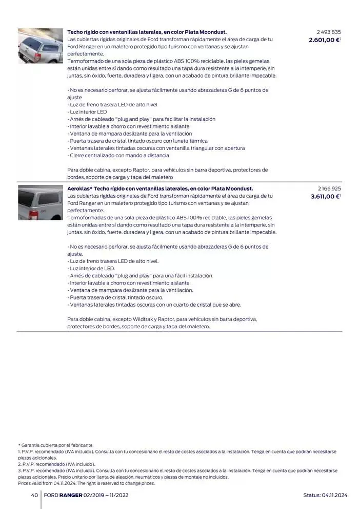 Catálogo de Ford de accesorios Ford Ranger 13 de noviembre al 13 de noviembre 2025 - Página 40
