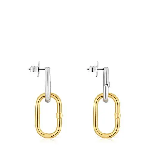 Pendientes largos bicolor Hold Oval