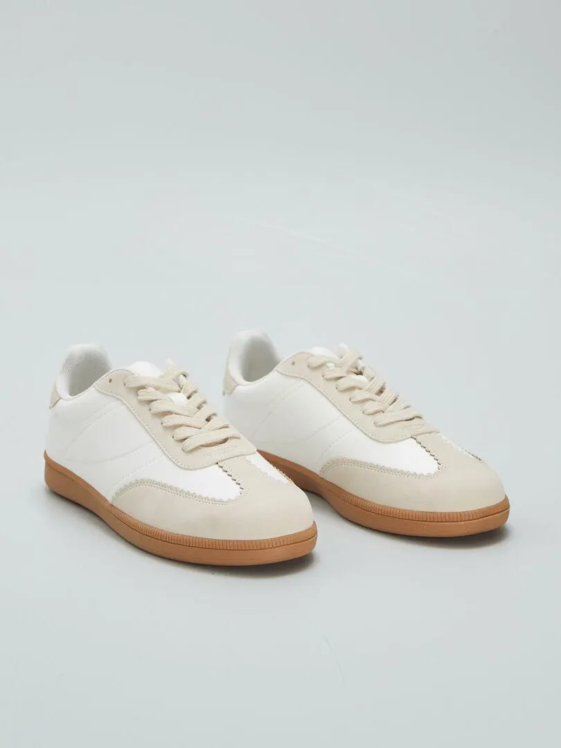 Zapatillas deportivas en dos materiales - blanco