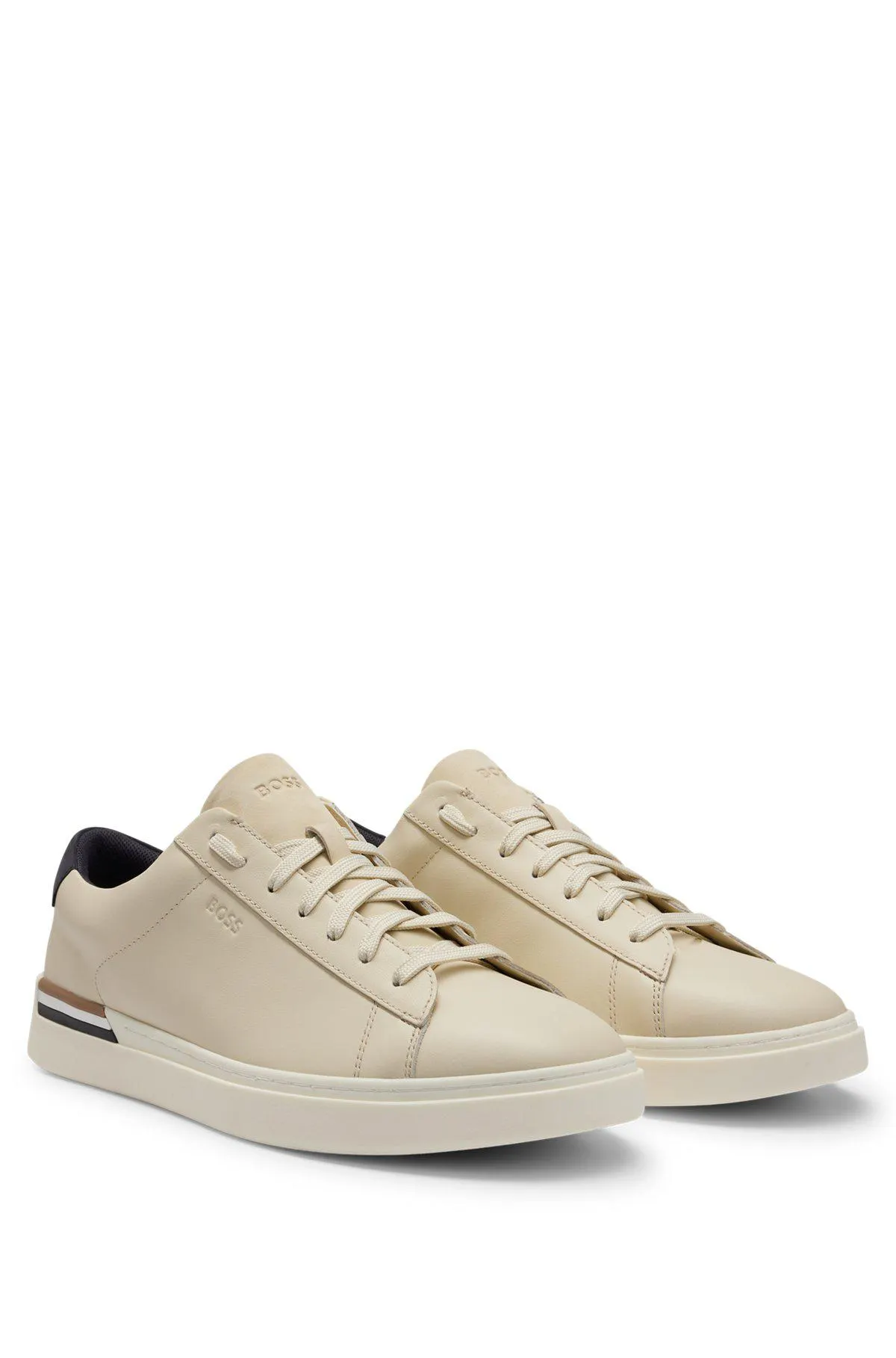 Cupsole lace-up trainers in leather and nubuck