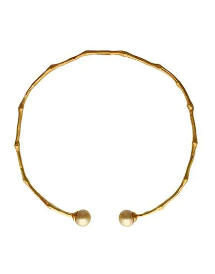 Choker ajustable Bambú dorado con perlas champagne