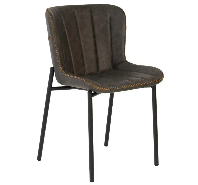 Silla industrial piel gris Mayka