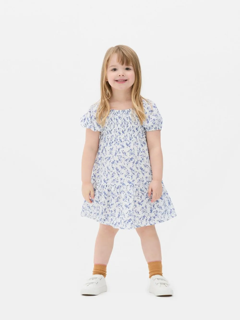 Vestido de manga abombada con estampado floral