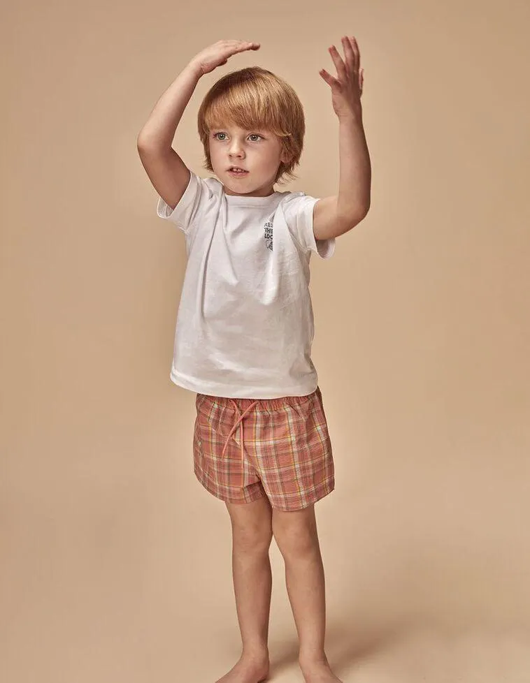 Bañador cuadros rosa