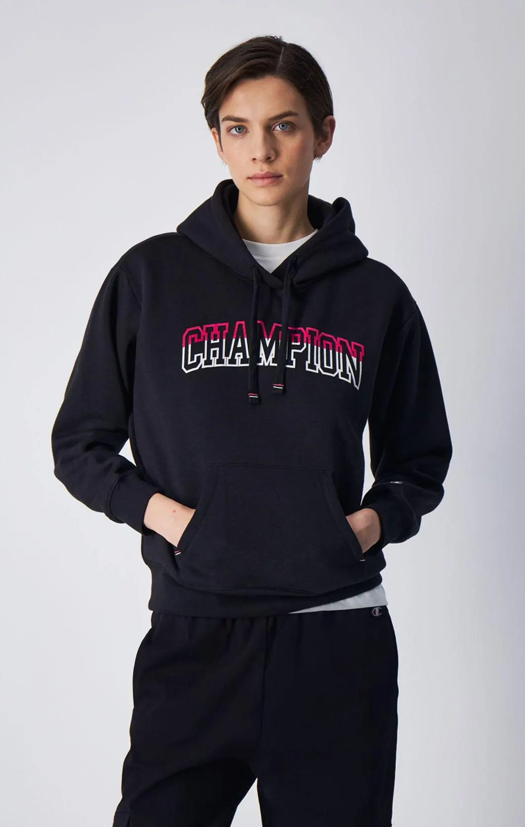 Black Sudadera de felpa perchada Colour Punch con capucha