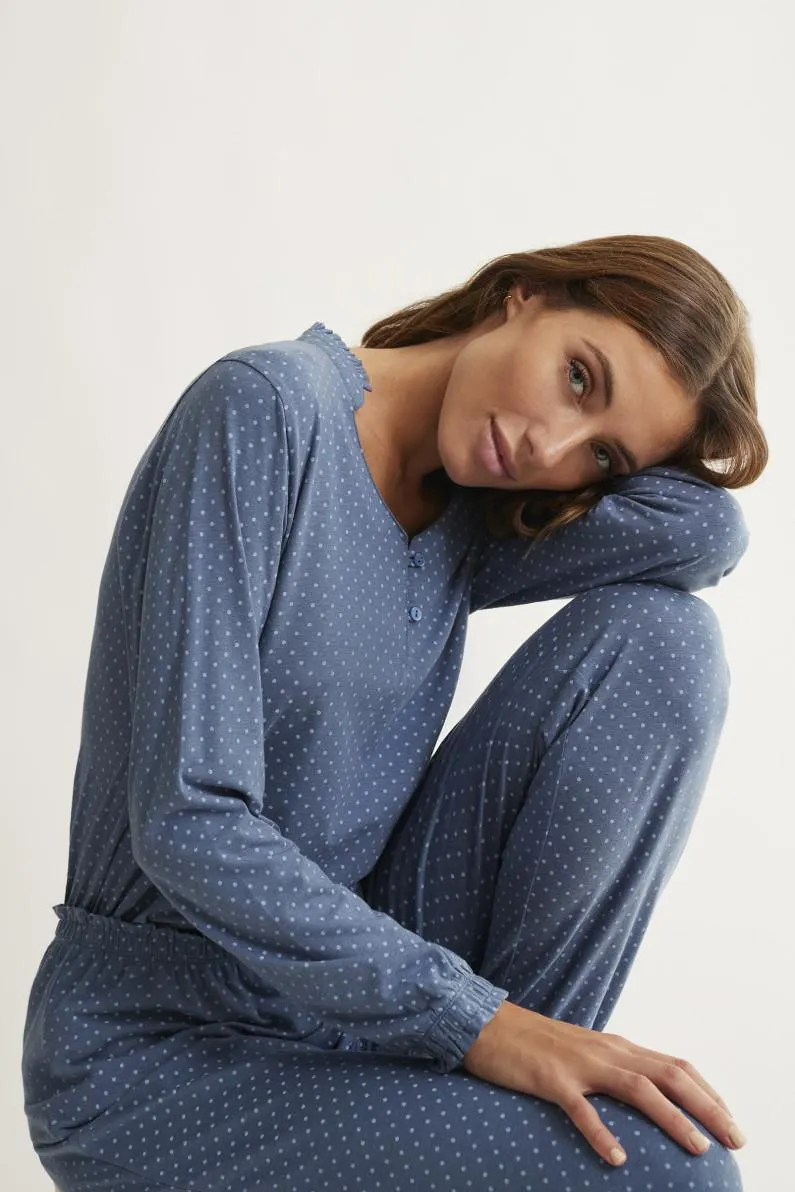 PIJAMA PANTALÓN LARGO CON CAMISETA MANGA LARGA MODAL/ALGODÓN