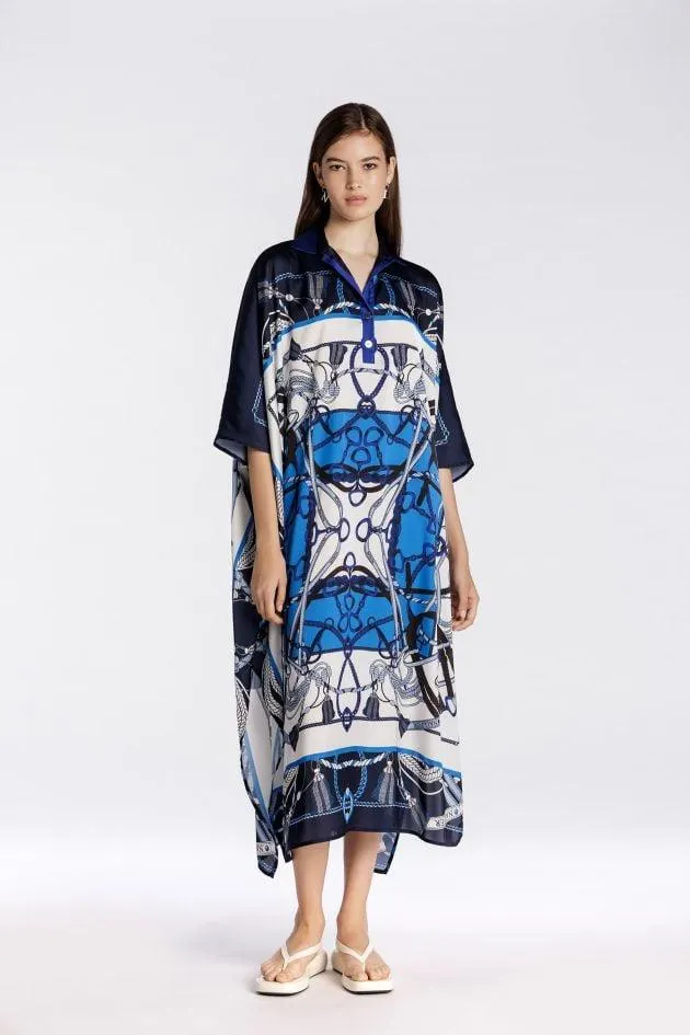 Caftán de twill estampado ecuestre