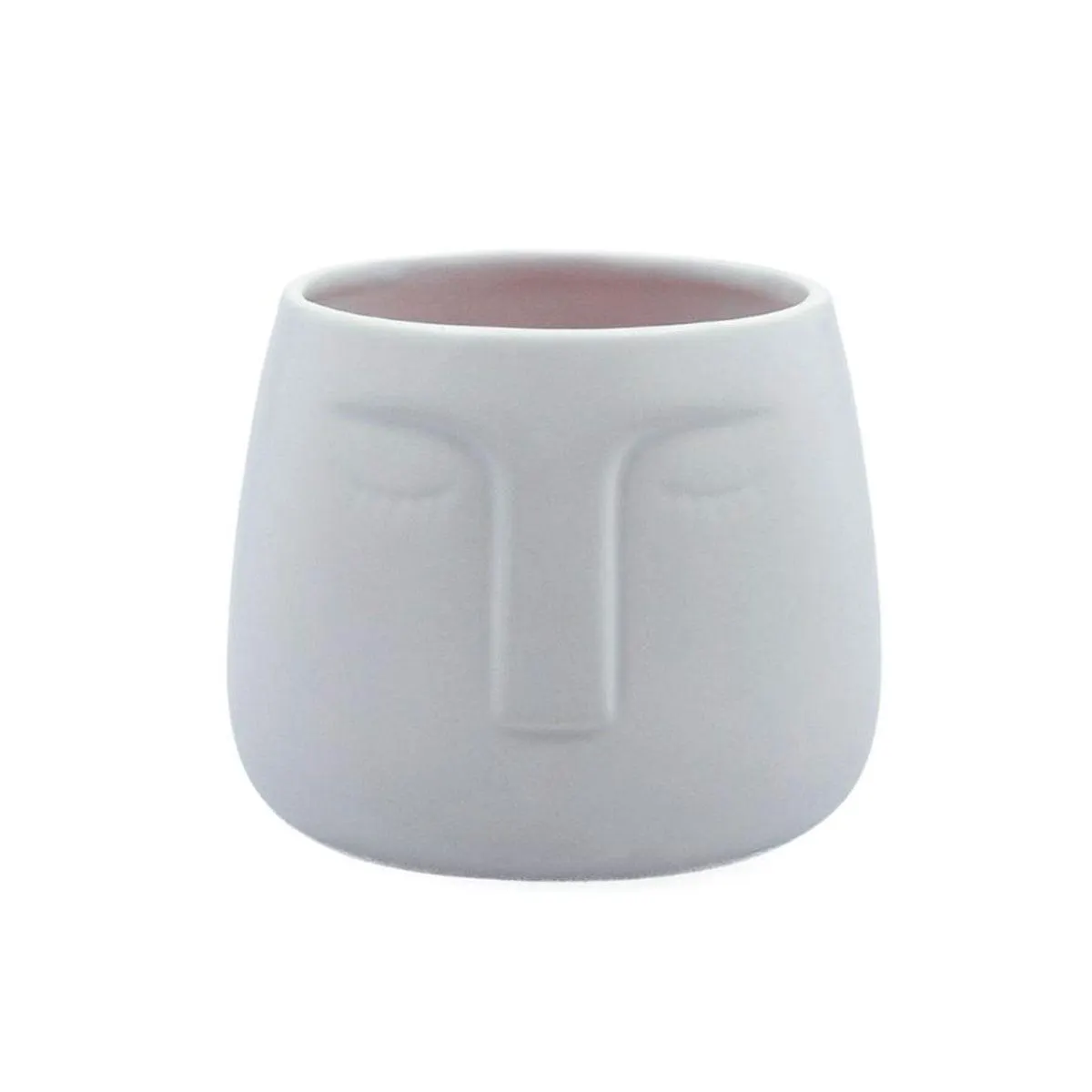 Macetero MOA Vinthera diseño de cara blanco ø10,5x10,5 cm