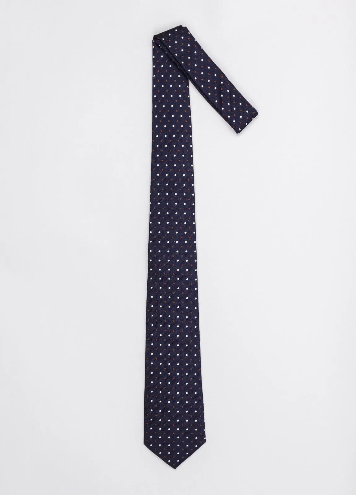 Corbata FUREST COLECCIÓN color marino con topito blanco y marrón