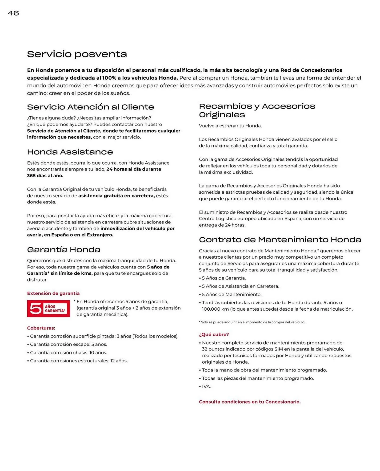 Catálogo de Folleto Honda 21 de enero al 31 de diciembre 2026 - Página 46