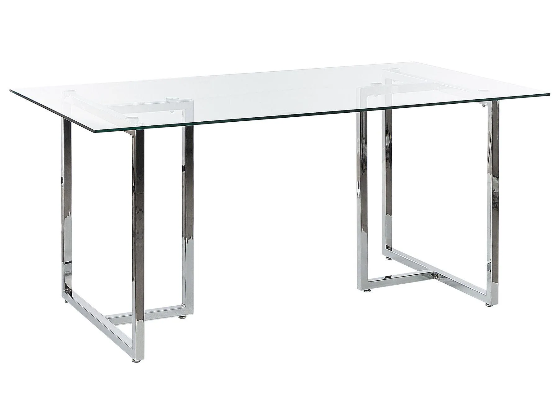 Mesa de comedor ENVIA Plateado 160 cm 90 cm Vidrio templado