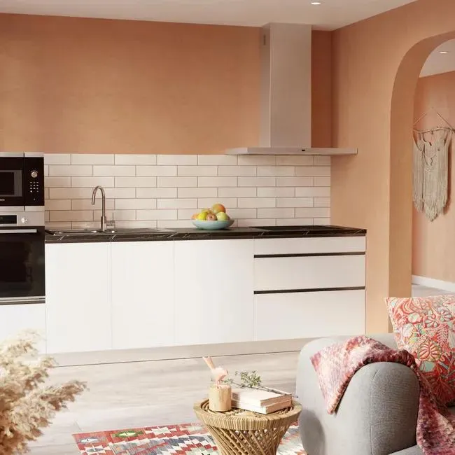 Cocina en kit blanco 300 cm con semicolumna + 3 módulos bajos