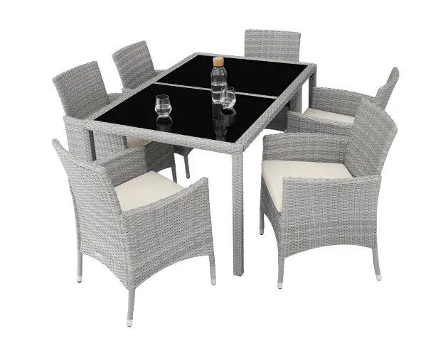 Conjunto de ratán 6+1, gris