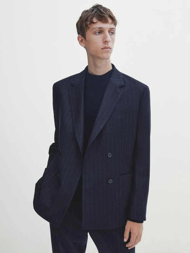 Americana traje franela lana rayas