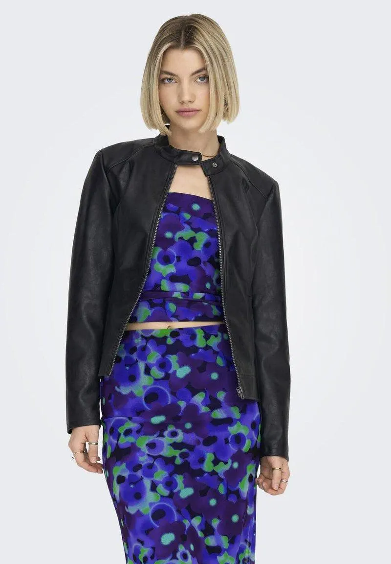 JDYEMILY JACKET - Chaqueta de cuero sintético - black