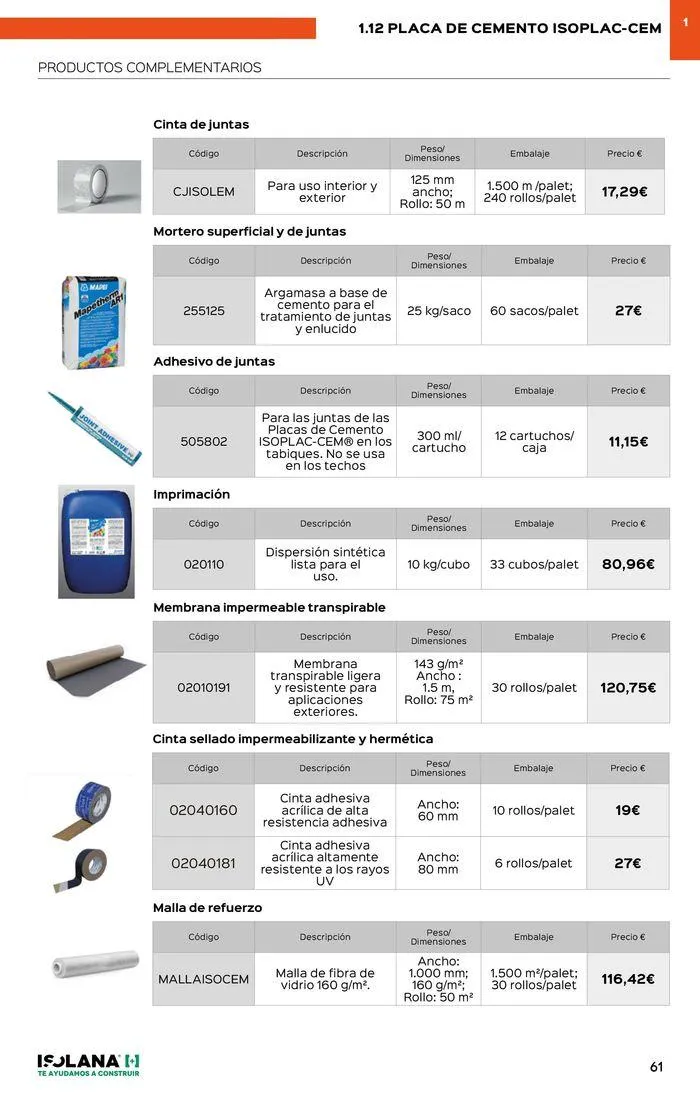 Catálogo de PLACA DE YESO LAMINADO – TARIFA ISOLANA 2024 18 de septiembre al 30 de septiembre 2024 - Página 56